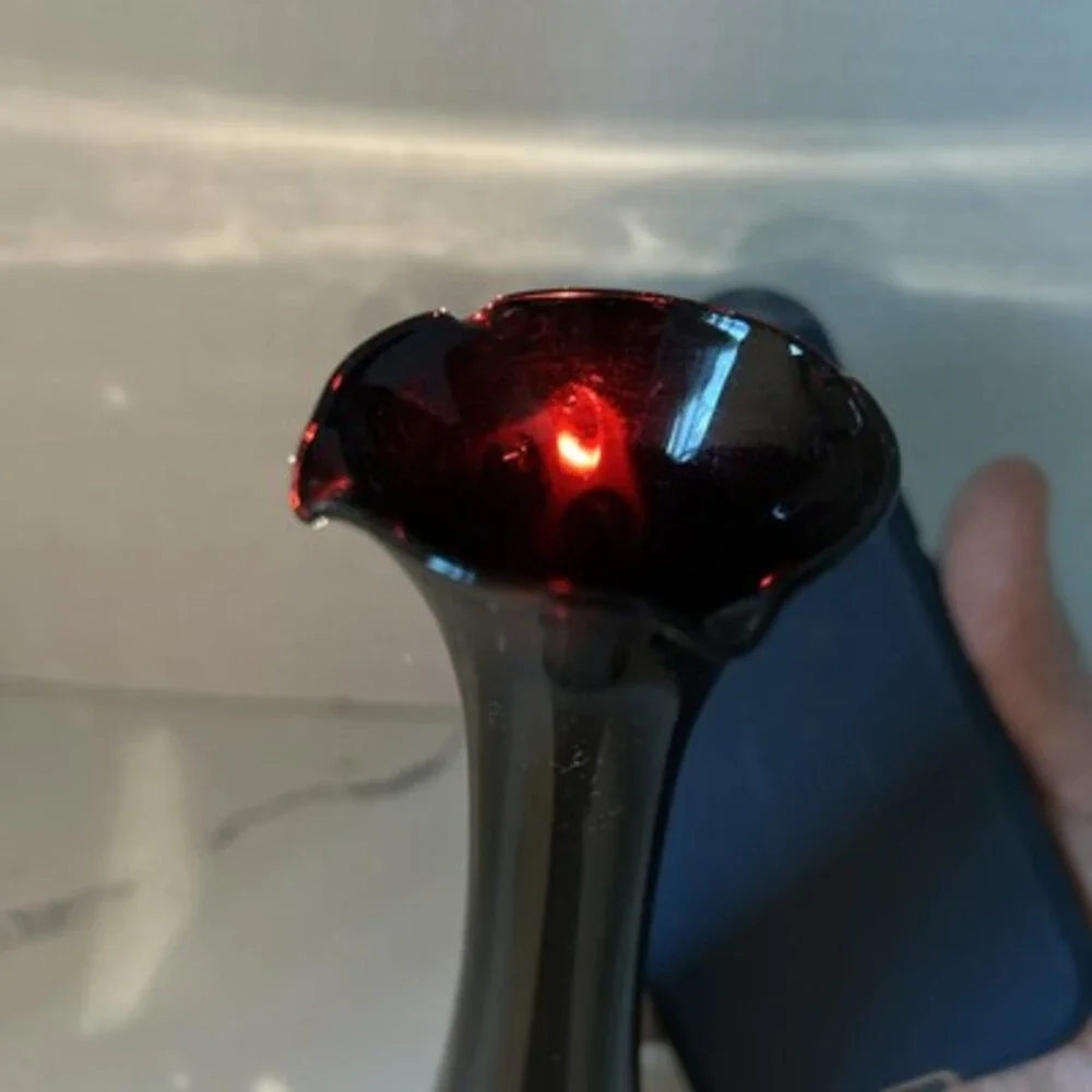 Vintage Black Amethyst Swung Glass Bud Vase 8-1/4 in.
